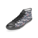 Deers Winter Christmas pattern Women's High Top Canvas Shoes Black