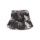 Japanese crane pink sakura pattern Unisex Bucket Hat