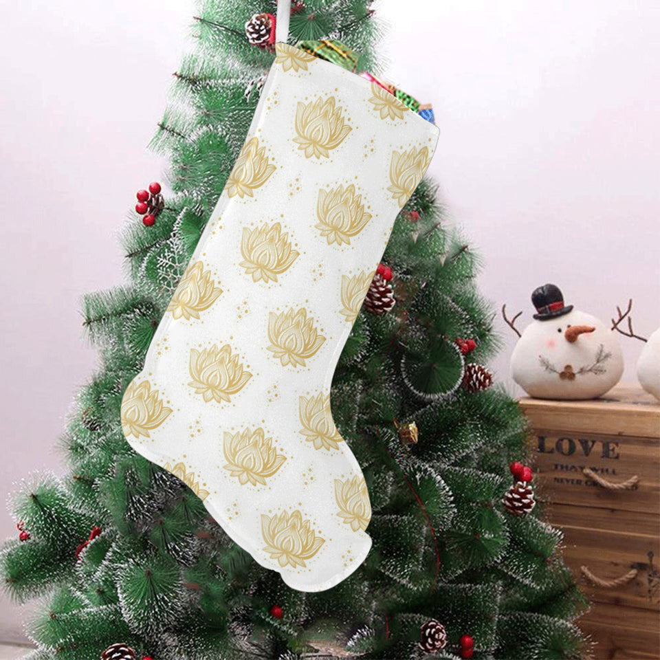 Gold Ornamental lotue waterlily symbol pattern Christmas Stocking