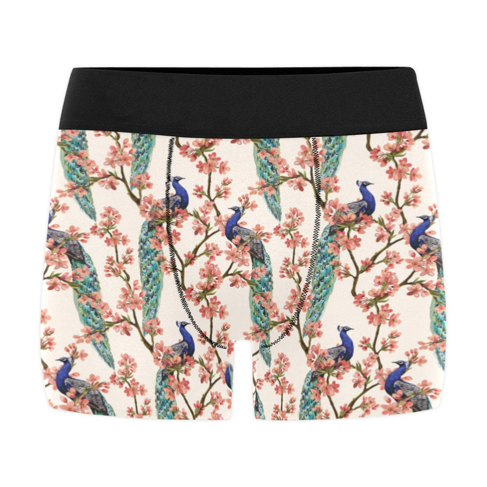 Peacock tropical flower pattern Men's All Over Print Boxer Briefs Men's Underwear