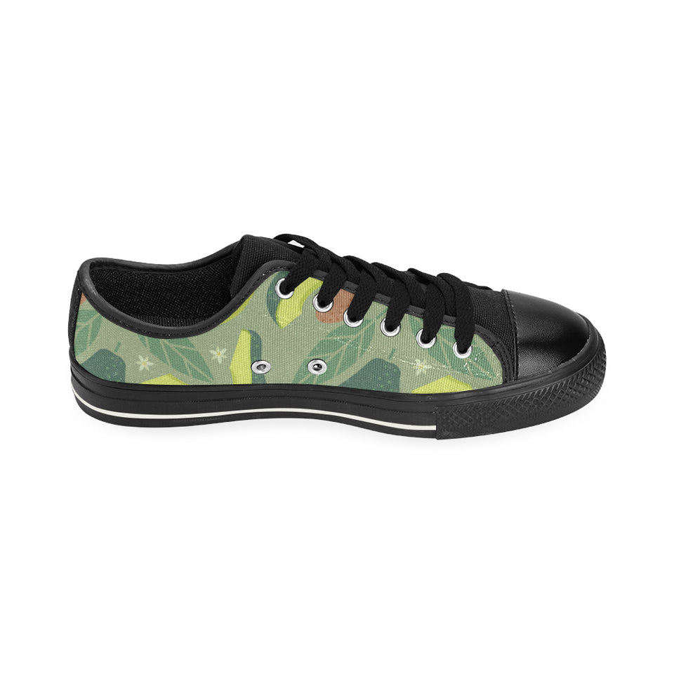 Avocado pattern Men's Low Top Canvas Shoes Black
