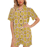 Passion fruits slice pattern Women's V-Neck Short Pajama Set