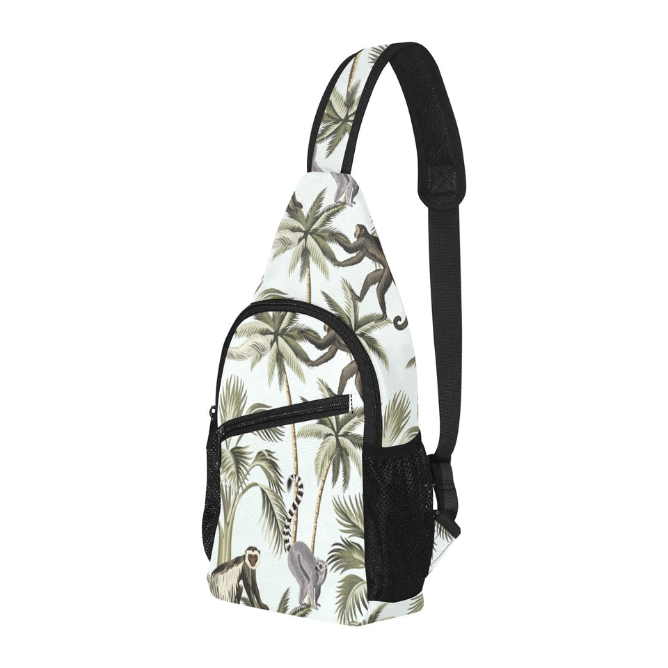 Monkey sloth lemur palm trees pattern All Over Print Chest Bag