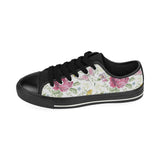 Hand drawn butterfly rose Men's Low Top Canvas Shoes Black