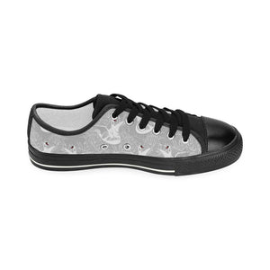 white swan gray background Kids' Boys' Girls' Low Top Canvas Shoes Black
