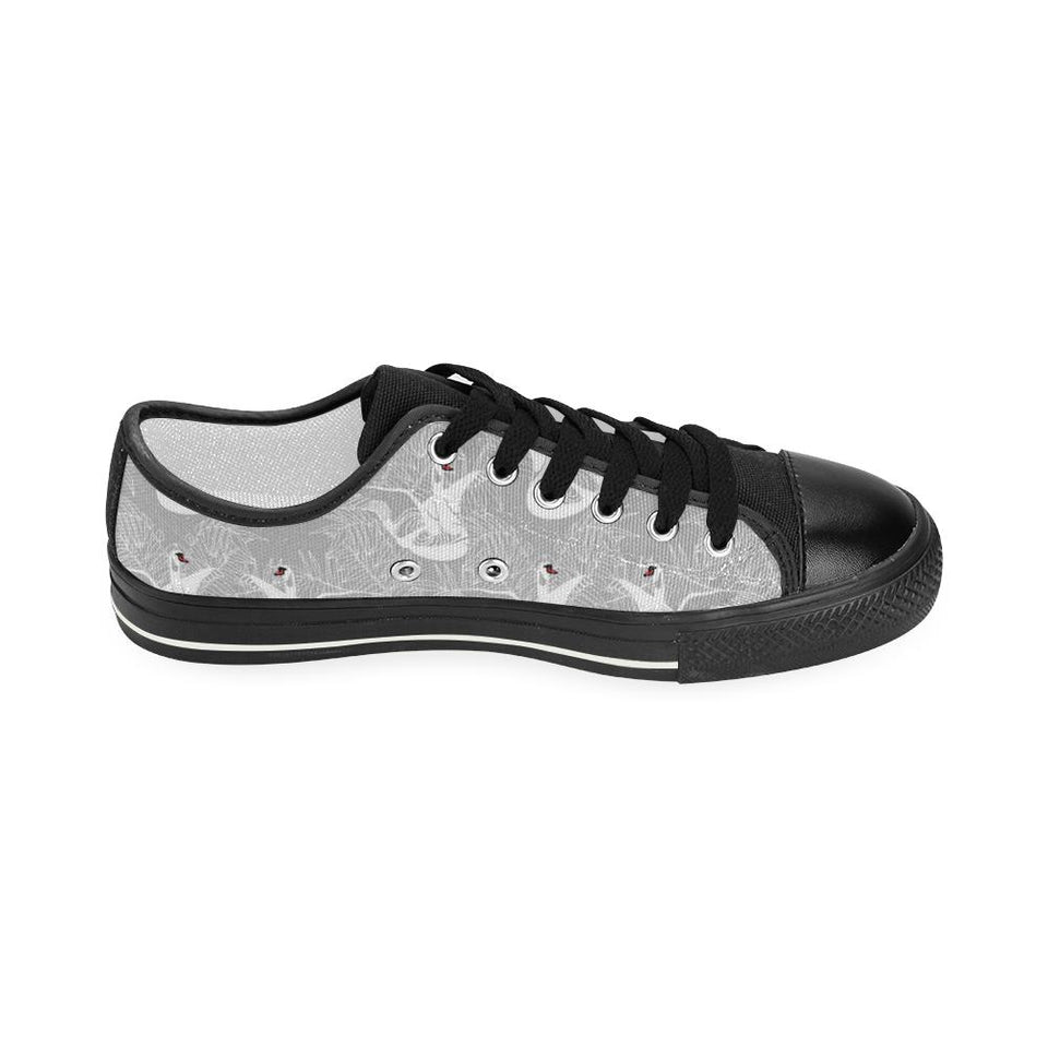white swan gray background Kids' Boys' Girls' Low Top Canvas Shoes Black