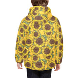 Sunflower pattern Kids' Boys' Girls' Padded Hooded Jacket