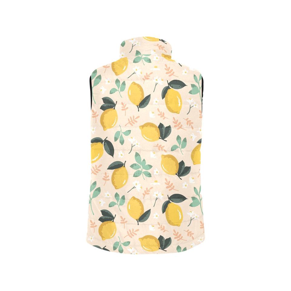 lemon flower leave pattern Women's Padded Vest
