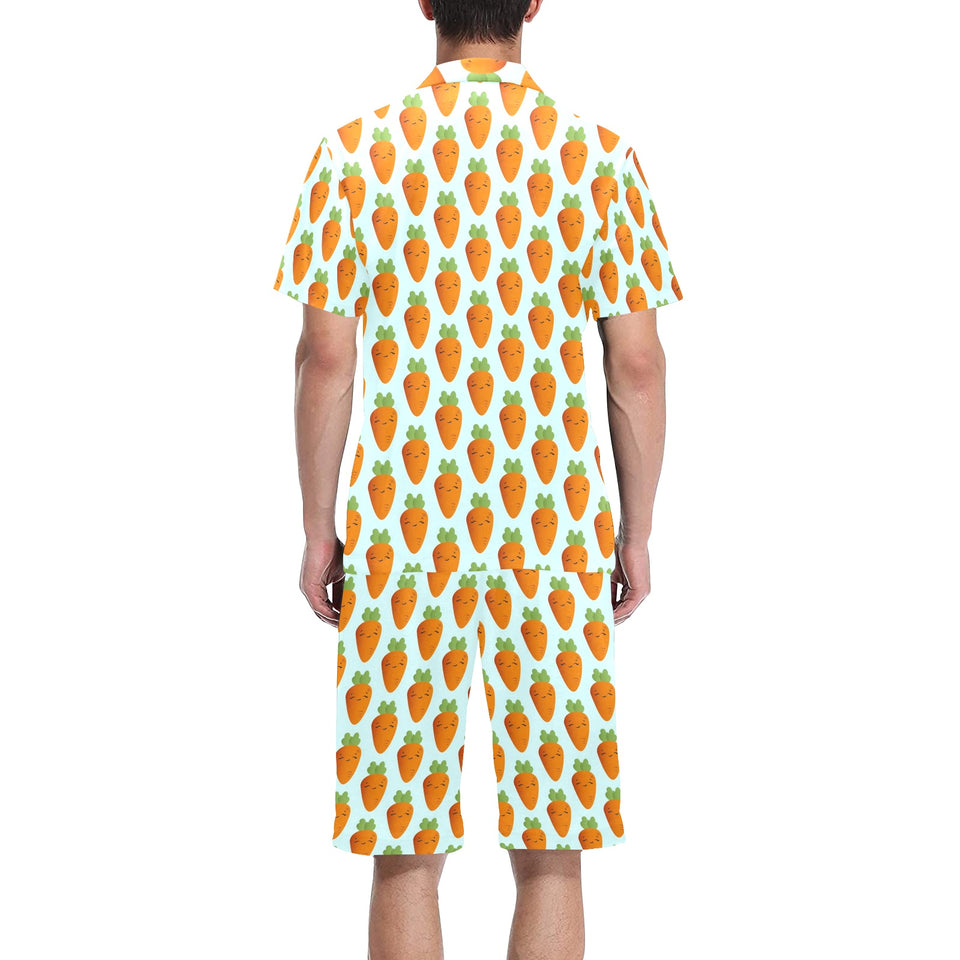 Carrot Pattern Print Design 03 Men's V-Neck Short Pajama Set