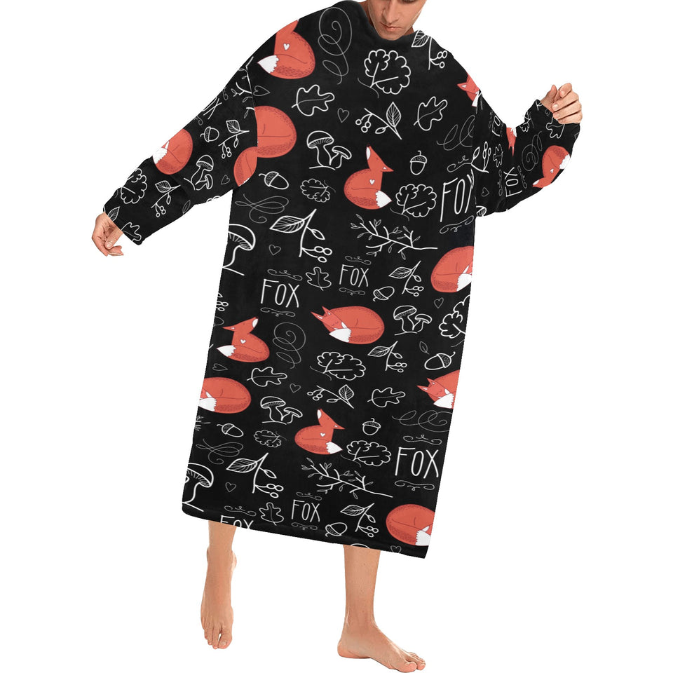 fox sleeping fox pattern Blanket Robe with Sleeves