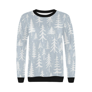Christmas tree winter forest pattern Women's Crew Neck Sweatshirt