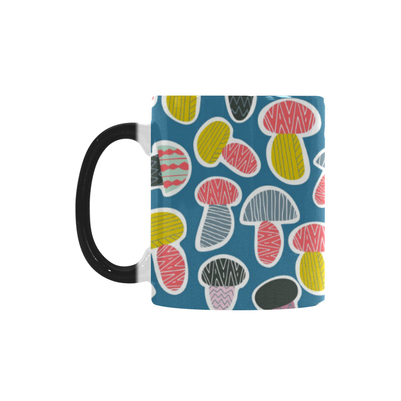 Colorful mushroom design pattern Morphing Mug Heat Changing Mug