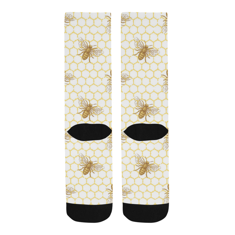 Bee honeycomb seamless design pattern Crew Socks