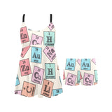 Chemistry Periodic Table Pattern Print Design 02 Chest Sexy Pleated Two Piece Swim Dress