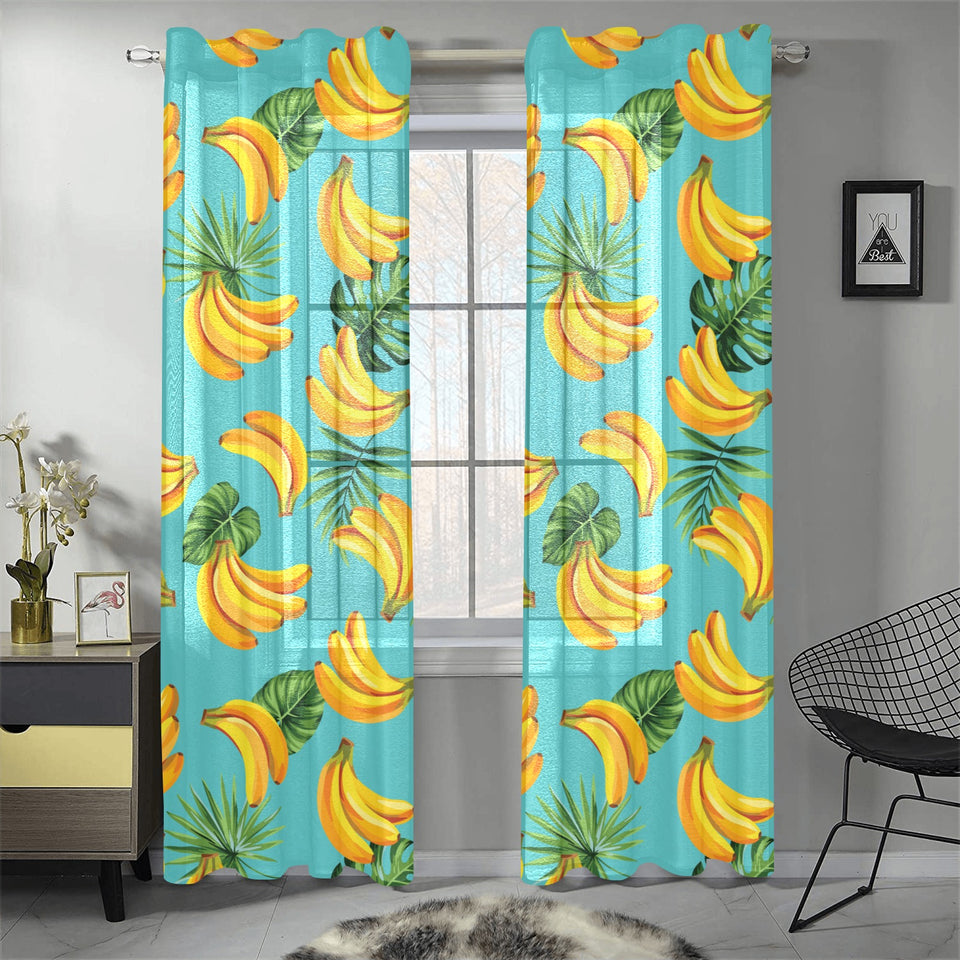 Banana Palm Leaves pattern background Gauze Curtain