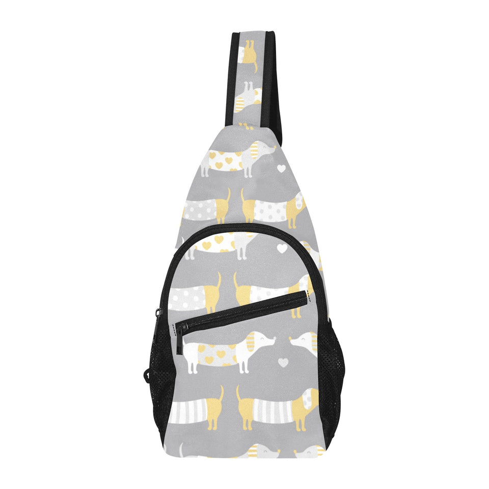 Cute dachshund dog pattern All Over Print Chest Bag