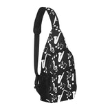 Saxophone music notes treble clef black white them All Over Print Chest Bag