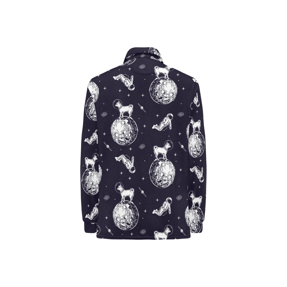Chihuahua space helmet. astronaut pattern Women's Long Sleeve Polo Shirt