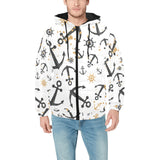 Anchors Rudders pattern Men's Padded Hooded Jacket