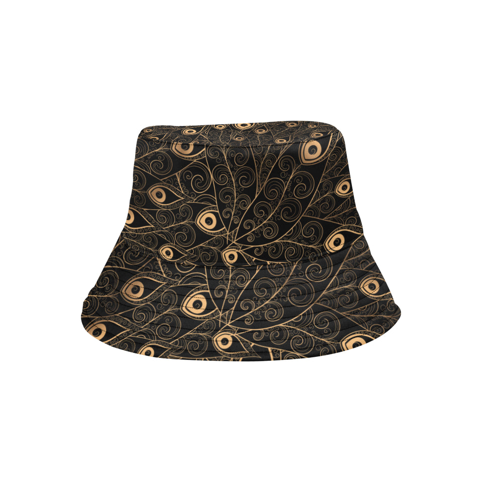 Gold peacock feather pattern Unisex Bucket Hat