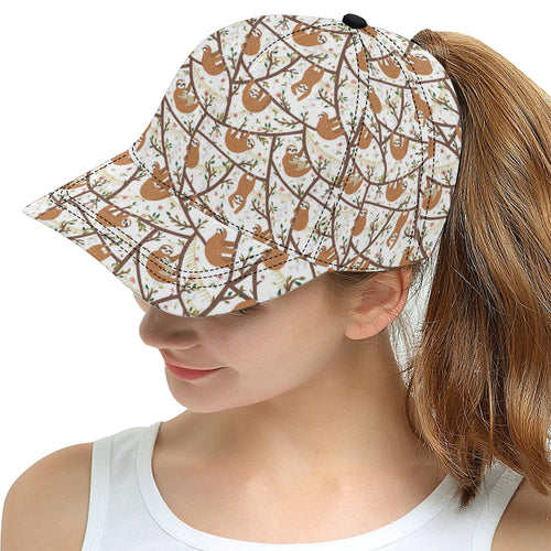 Sloths hanging on the tree pattern All Over Print Snapback Cap