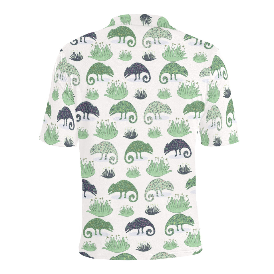 Chameleon lizard succulent plant pattern Men's All Over Print Polo Shirt