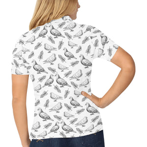 Pigeon Pattern Print Design 05 Women's All Over Print Polo Shirt