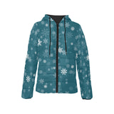 Snowflake pattern dark background Women's Padded Hooded Jacket