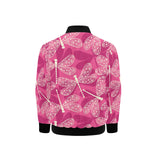 Beautiful dragonfly pink background Kids' Boys' Girls' Bomber Jacket