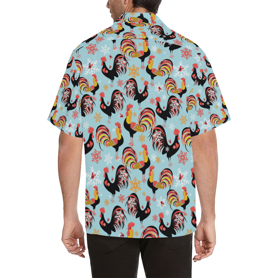Rooster chicken cock snowfalke Men's All Over Print Hawaiian Shirt