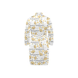 Golden Retriever Pattern Print Design 04 Men's Long Sleeve Belted Night Robe