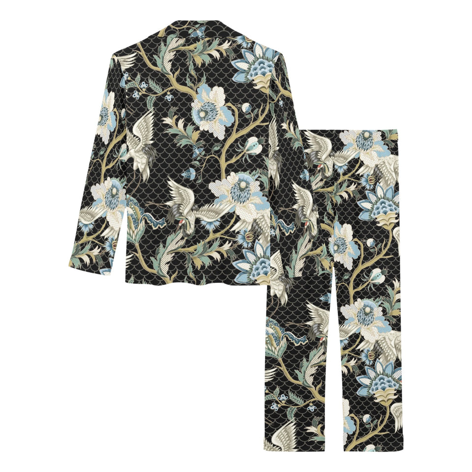 Japanese crane ornament elements Women's Long Pajama Set
