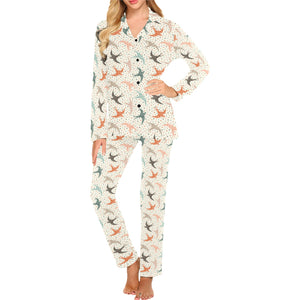 Swallow Pattern Print Design 02 Women's Long Pajama Set