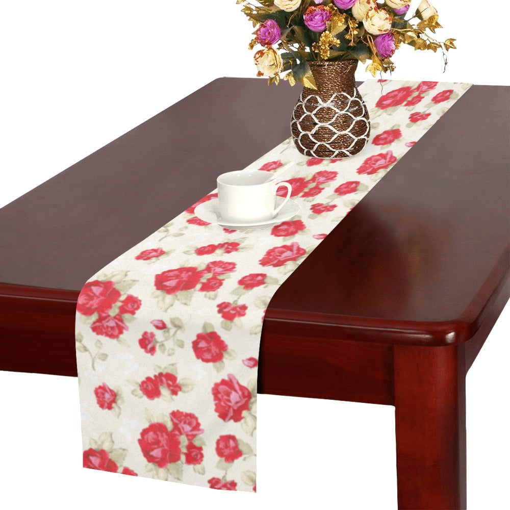 Rose Pattern Print Design 01 Table Runner