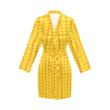 Corn Pattern Print Design 04 Women's Long Sleeve Belted Night Robe