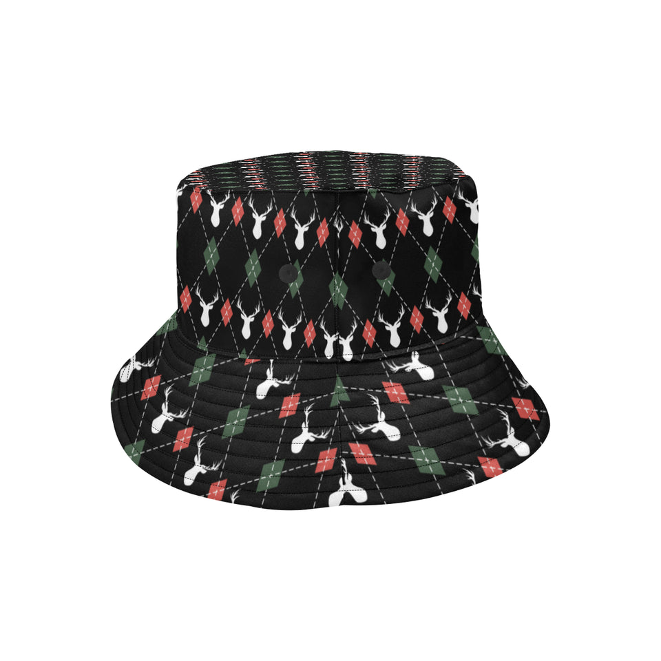 Deer Christmas new year pattern argyle Unisex Bucket Hat