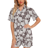 Garlic bulb dark background Women's V-Neck Short Pajama Set