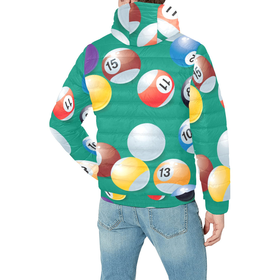 Billiard Ball Pattern Print Design 01 Men's Padded Hooded Jacket
