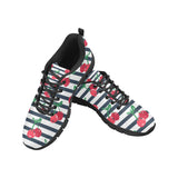 Hand drawn cherry pattern striped background Men's Sneaker Shoes