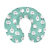 Cute sheep green background U-Shaped Travel Neck Pillow