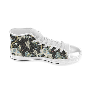 Japanese crane ornament elements Women's High Top Canvas Shoes White