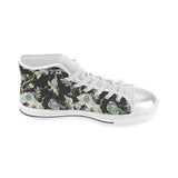 Japanese crane ornament elements Women's High Top Canvas Shoes White