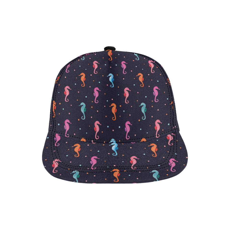 Watercolor colorful seahorse pattern All Over Print Snapback Cap