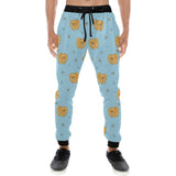 Brown cute pomeranian blue blackground Unisex Casual Sweatpants