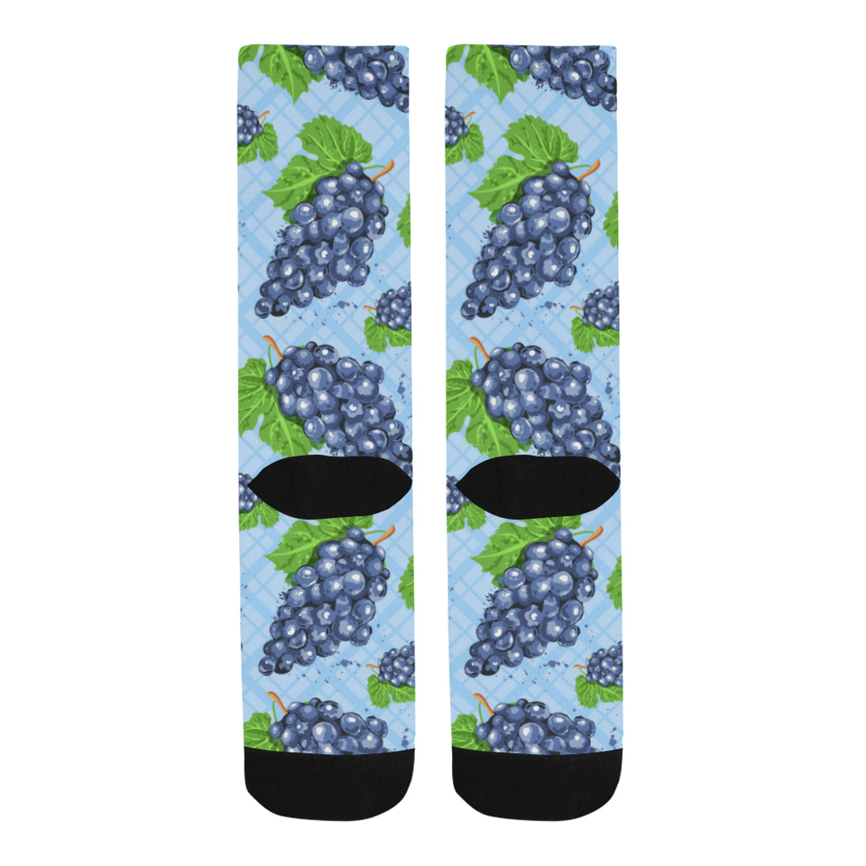 Watercolor grape pattern Crew Socks
