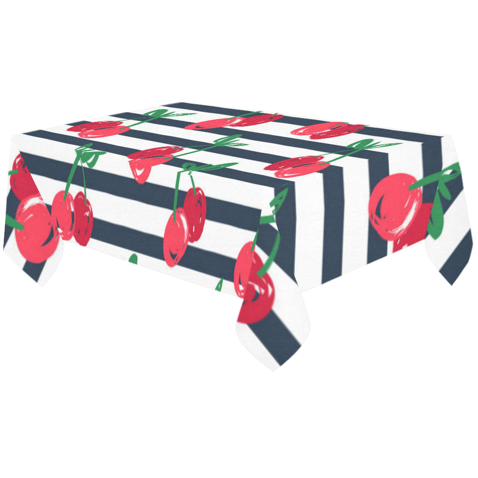 Hand drawn cherry pattern striped background Tablecloth
