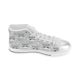 Cute raccoons leaves dot Women's High Top Canvas Shoes White