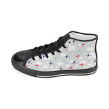 Airplane cloud grey background Women's High Top Canvas Canvas Shoes Black