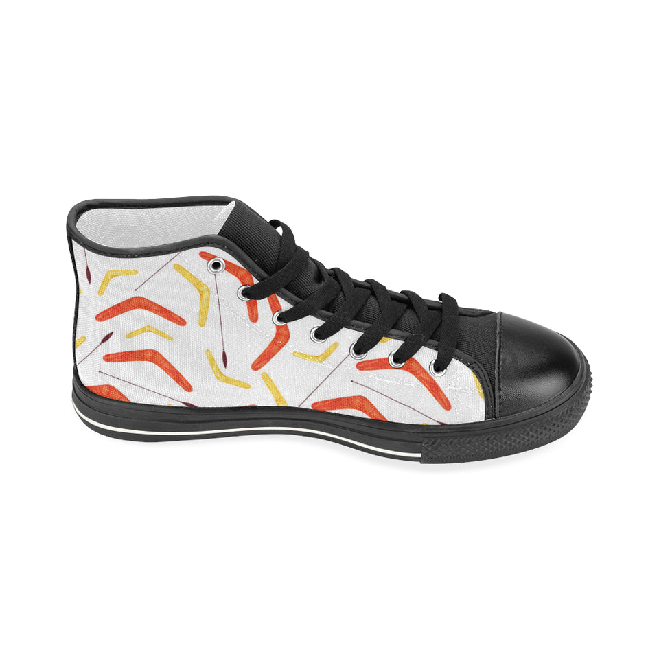 Waterclor boomerang Australian aboriginal ornament Women's High Top Canvas Shoes Black