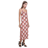 Fire flame symbol design pattern V-Neck Open Fork Long Dress